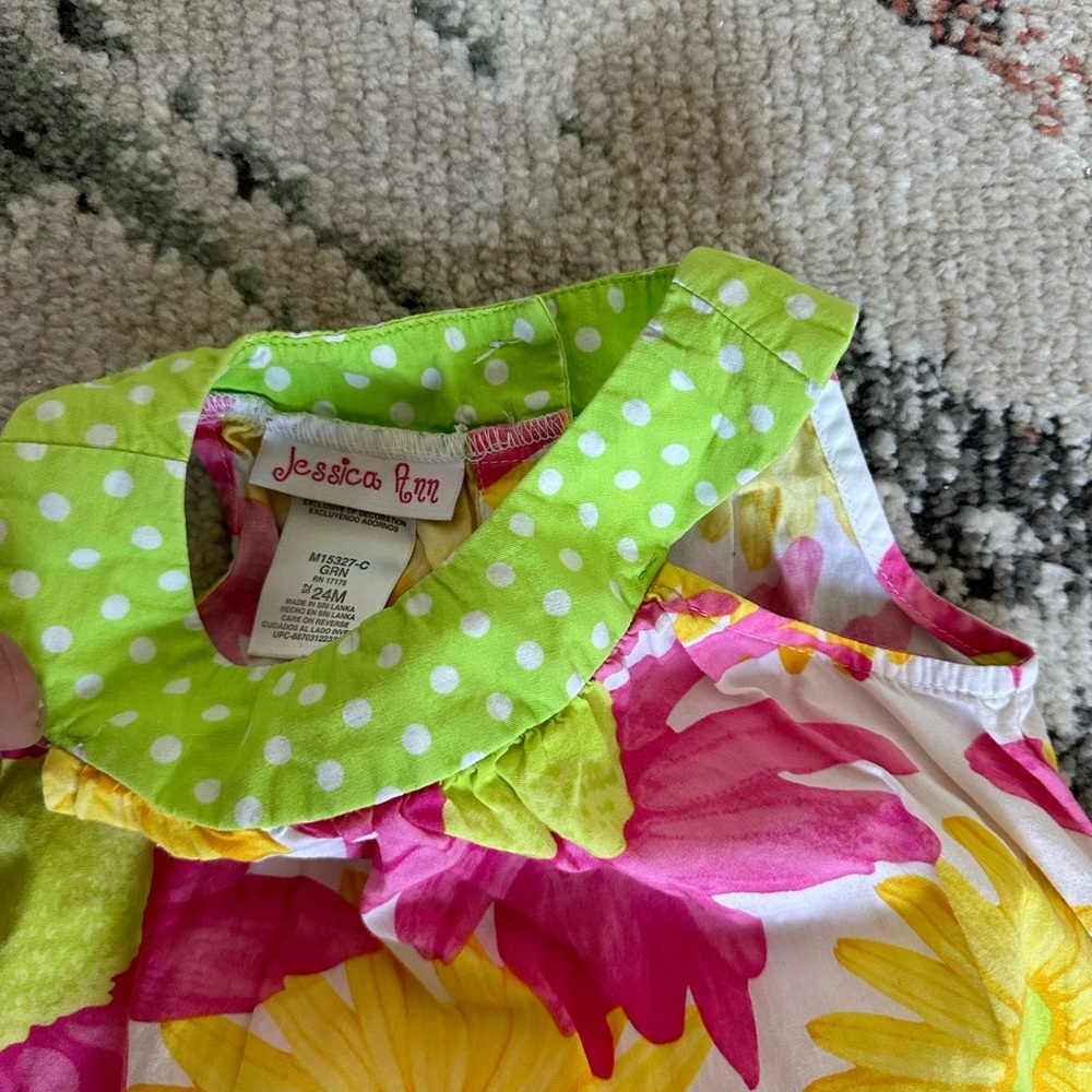 Boutique Jessica Ann Baby Toddler Girls Retro Floral Spring Summer Sundress - Picture 7 of 7